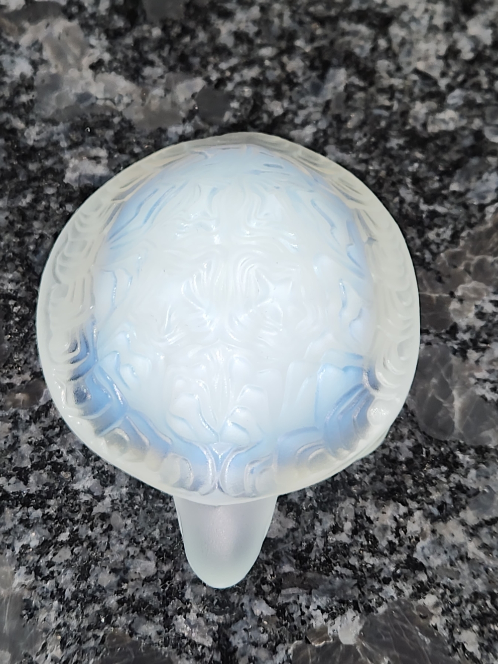 Lalique Frosted White and Pale Blue Glass Accent
